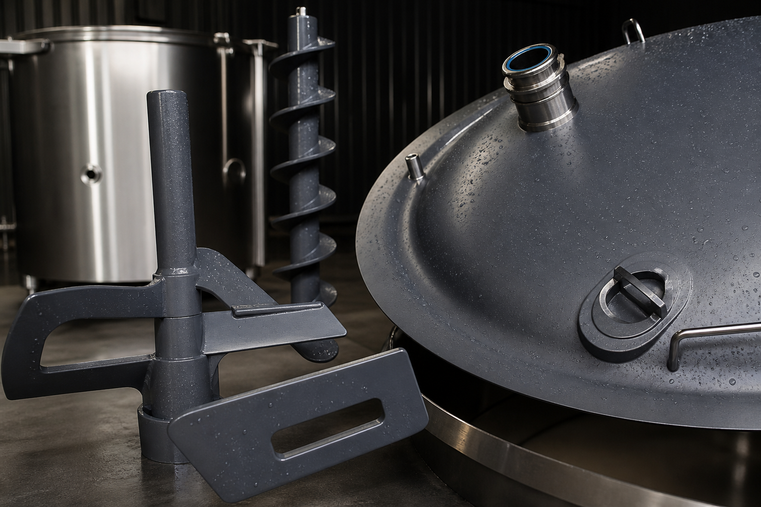 Coated food-processing lid, agitator, and auger