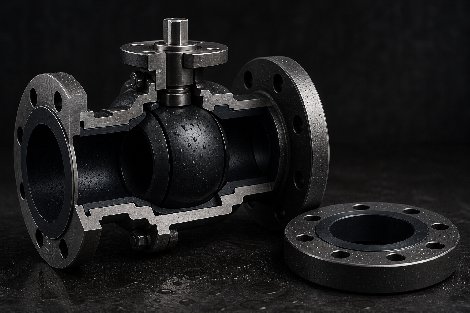 Coated oilfield ball valve and flange